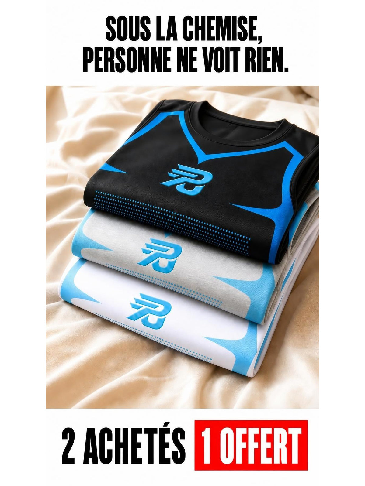 Pack de 3 débardeurs de compression PORTEUNDER noir, gris et blanc : 2 achetés + 1 offert
