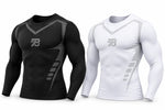 T-shirt de compression manches longues homme PORTEUNDER en noir et blanc